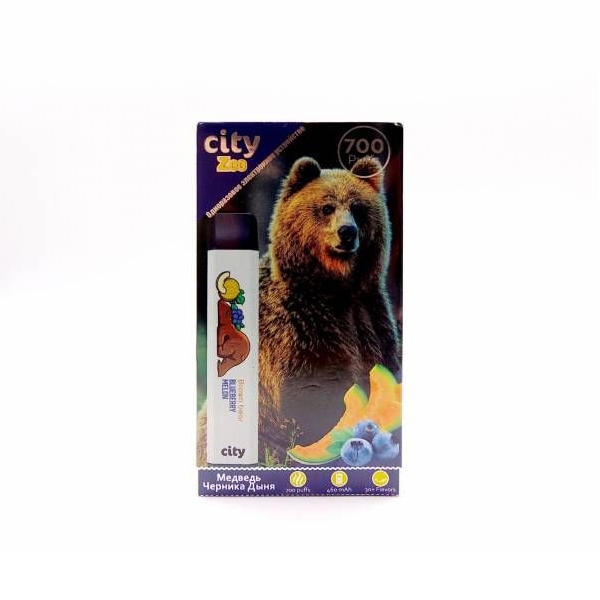 Купить City Zoo - Медведь (Черника, Дыня), 700 затяжек, 18 мг (1,8%)