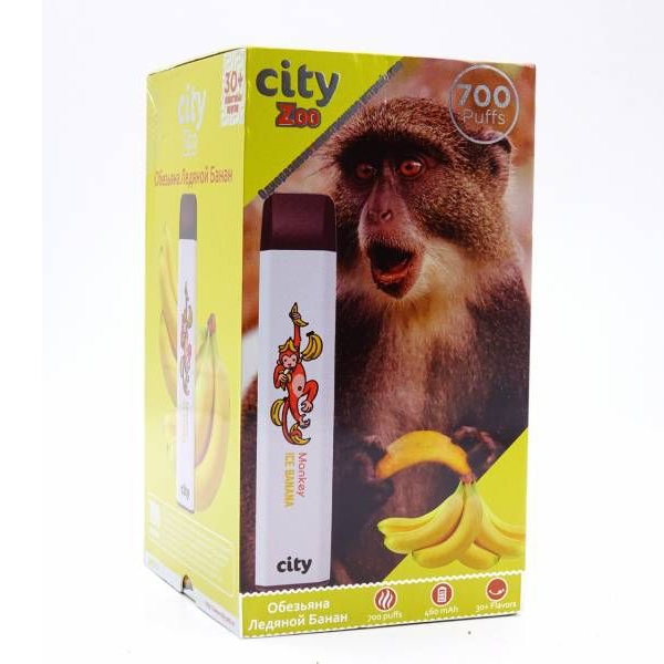 Купить City Zoo - Обезьяна (Ледяной банан), 700 затяжек, 18 мг (1,8%)